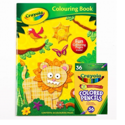 Crayola Colouring Set -  Lion Book - 36 Coloured Pencils