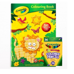 Crayola Colouring Set -  Lion Book - 36 Coloured Pencils