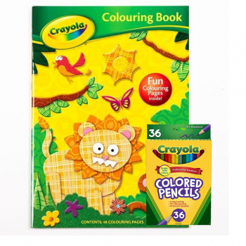 Crayola Colouring Set -  Lion Book - 36 Coloured Pencils