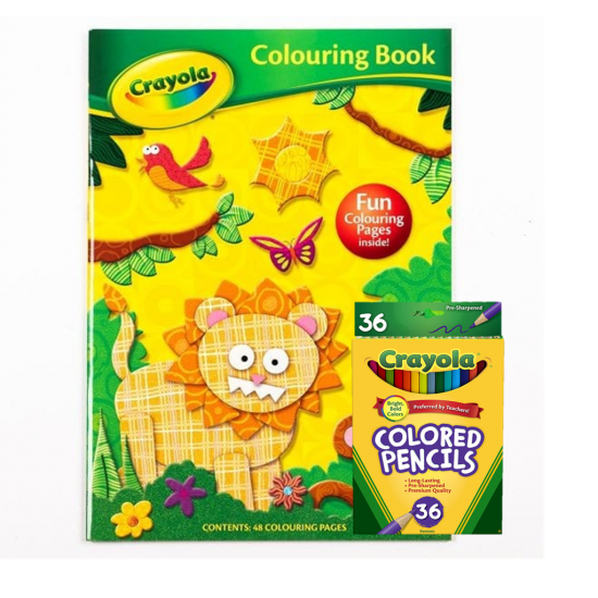 Crayola Colouring Set -  Lion Book - 36 Coloured Pencils