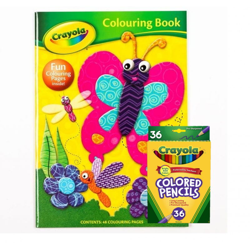 Crayola Colouring Set -  Butterfly Book - 36 Coloured Pencils