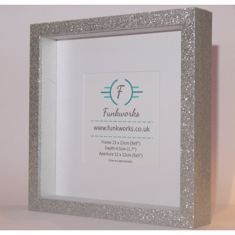 Glitter Silver - Box Photo Frame 9 x 9 Inch (23cmx23cm)